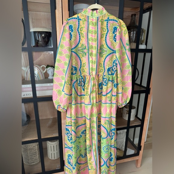 Beulah long sleeve maxi dress button down estelle midi zimmer mann paisley neon - Picture 9 of 10